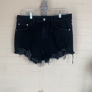 Black denim shorts